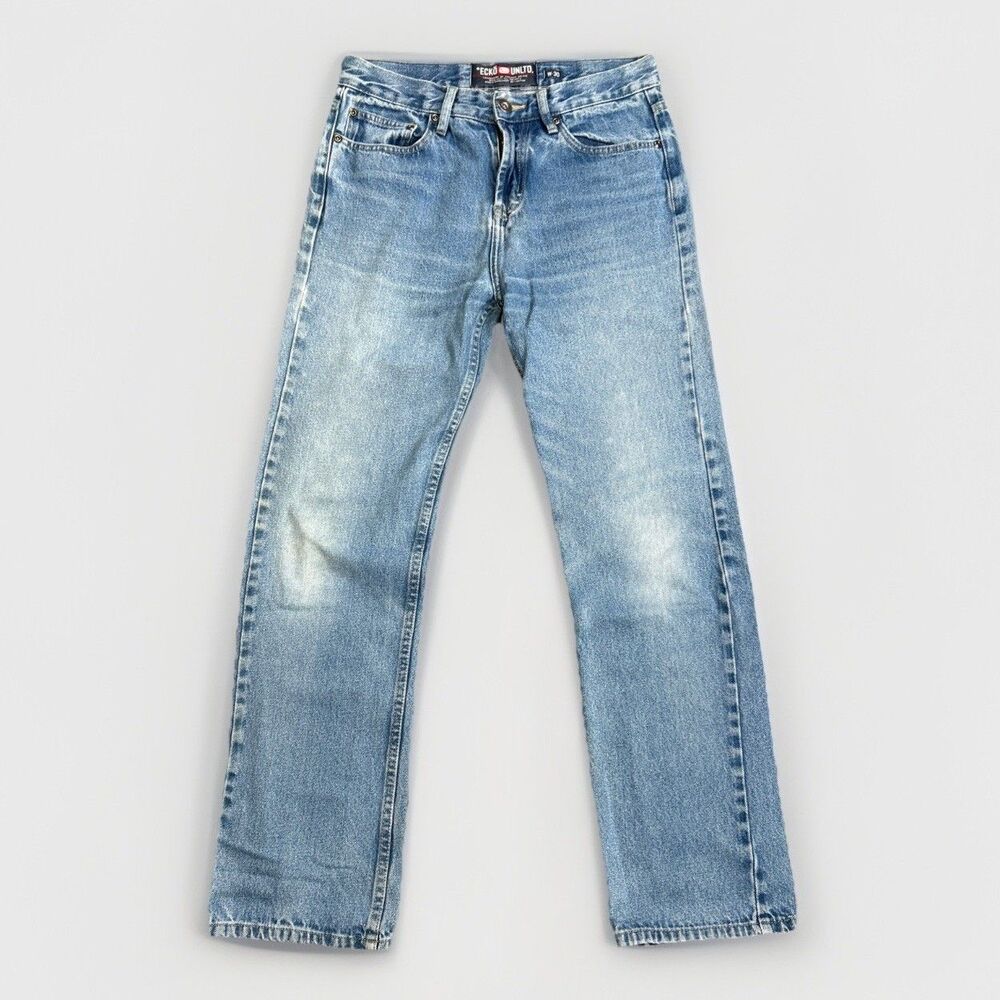 VTG Ecko Unltd Jeans Men's Sz 30 Blue Light Wash Straight Leg 100% Cotton Y2K